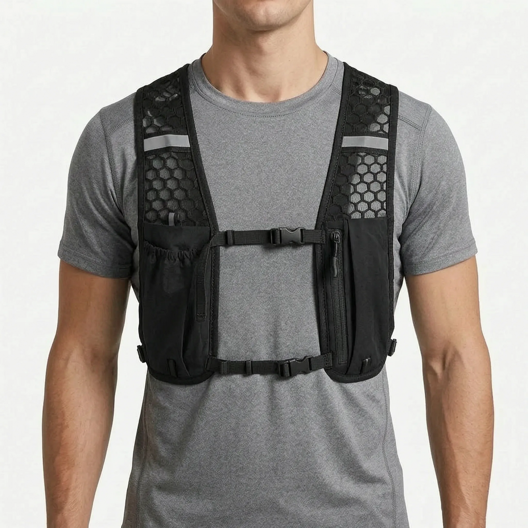 Unisex trail running hydration vest, turquoise. Perfect lightweight athletic gear for outdoor adventurers.