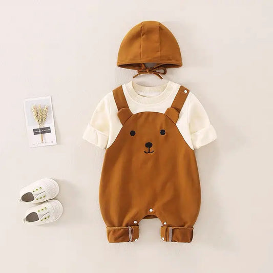 "Tuta bambino con cappuccio, design orsetto, morbida, calda, perfetta per giornate fredde e avventure all'aperto."