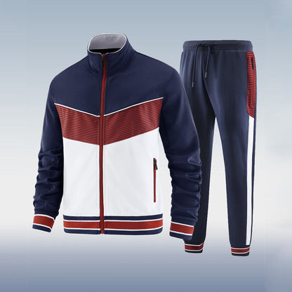 "Tuta da Uomo Elite nero e bianco, design moderno, vestibilità comoda, stile casual per allenamento o tempo libero."