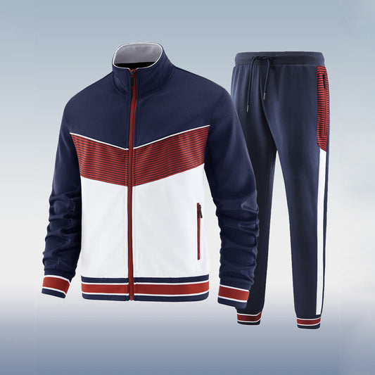 "Tuta da Uomo Elite nero e bianco, design moderno, vestibilità comoda, stile casual per allenamento o tempo libero."