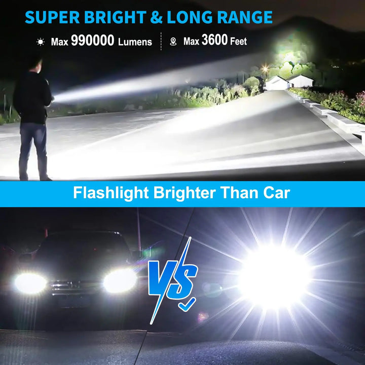 Durable tactical LED torch, waterproof & high lumen, ideal for outdoor adventures & emergencies.