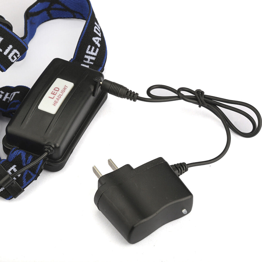 High-power rechargeable headlamp illustrating its wide beam illumination