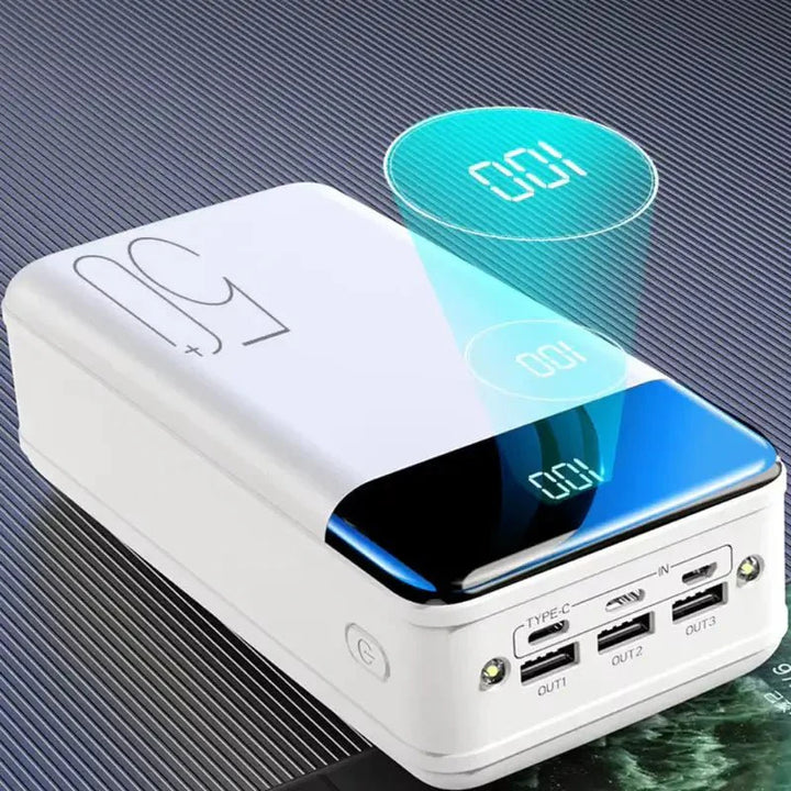 Compact 50000mAh power bank, an essential portable charger for travel and outdoor adventures