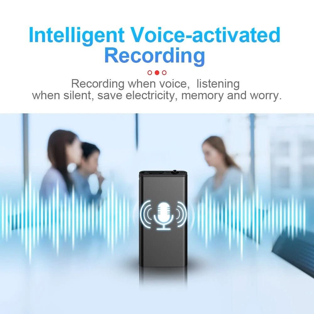 Voice activated dictation device, ultra-light & portable. Perfect sound recorder for lectures & meetings.