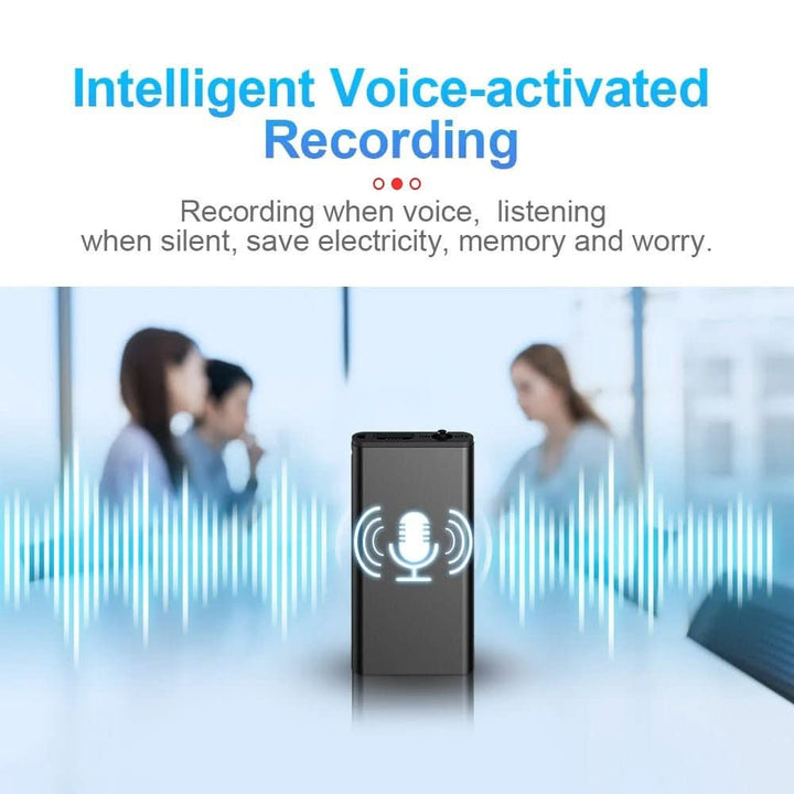 Voice activated dictation device, ultra-light & portable. Perfect sound recorder for lectures & meetings.