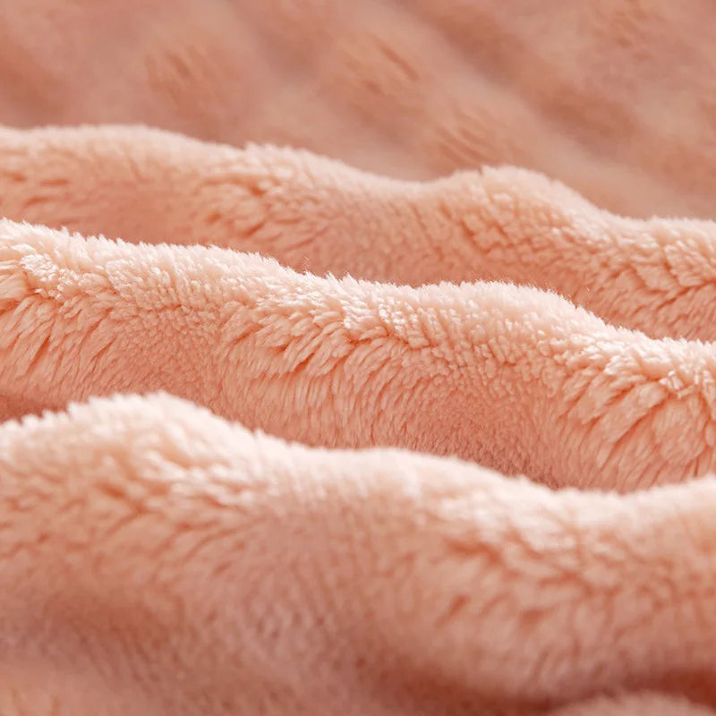 Warm & cozy bubble flannel throw blanket, offering luxurious softness and comfort for your living room.