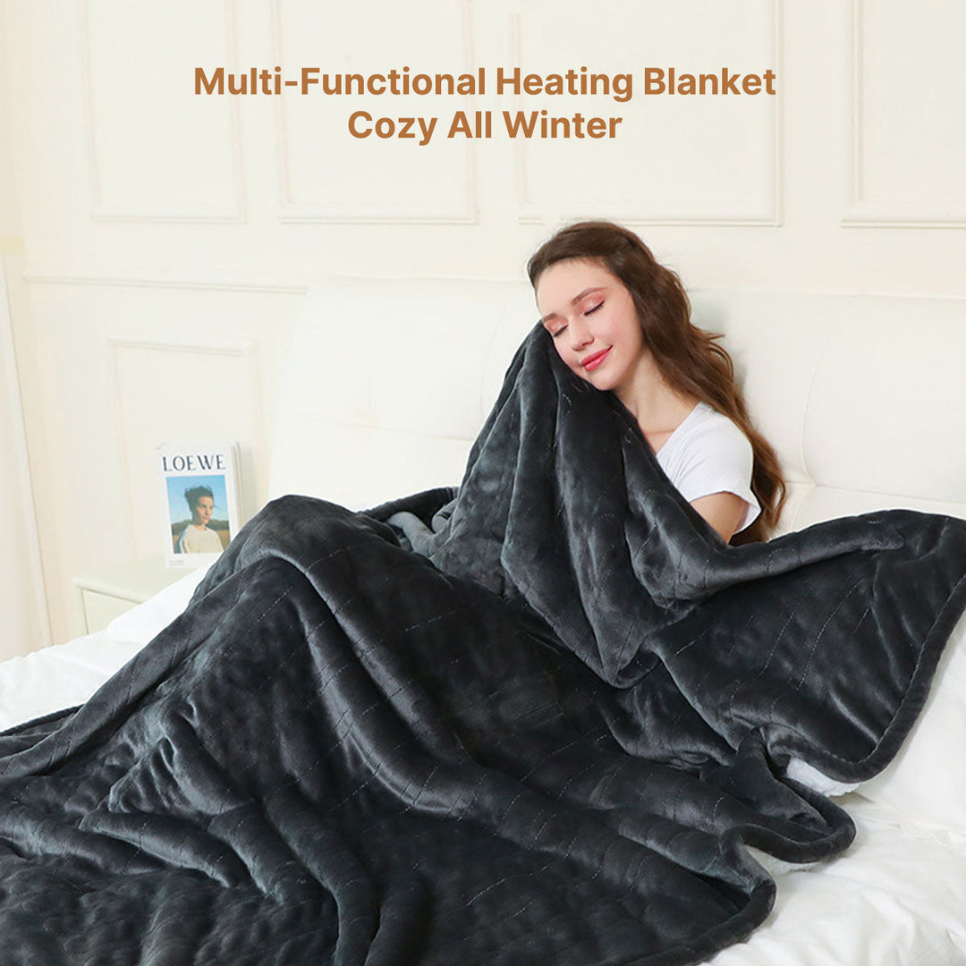 Winter travel blanket, with its soft texture and heating elements, perfect for chilly outdoor use