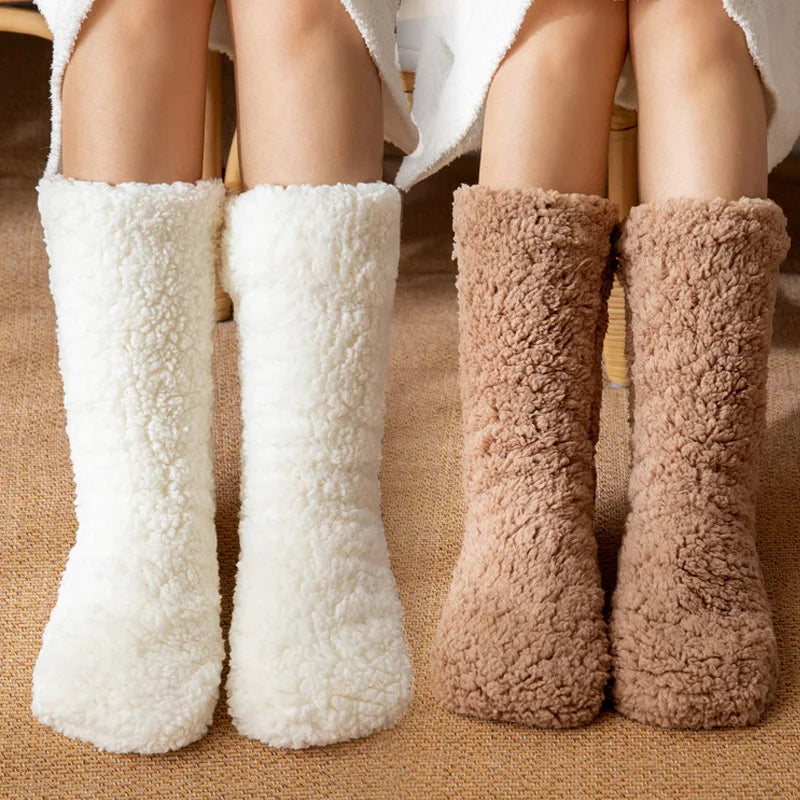 Ultra-soft women's cozy winter socks, mid-calf for ultimate comfort & warmth. Perfect for loungewear.