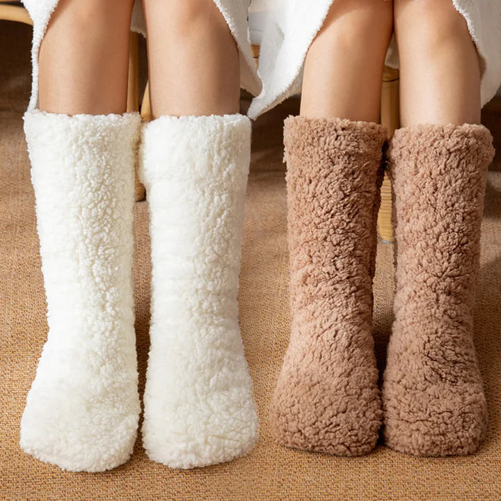 Ultra-soft women's cozy winter socks, mid-calf for ultimate comfort & warmth. Perfect for loungewear.
