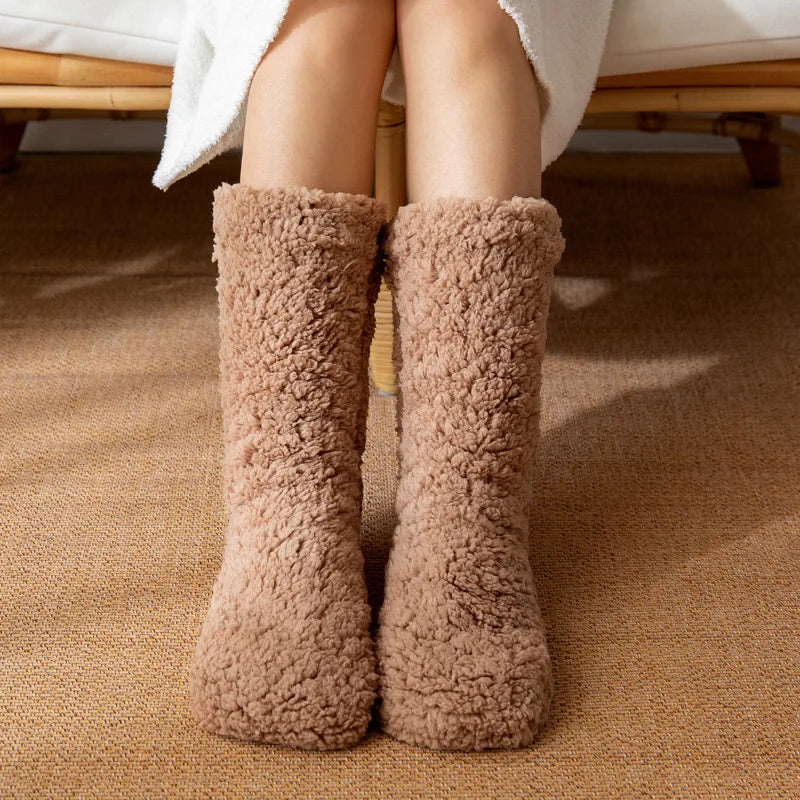 Luxurious ultra-soft women's cozy winter socks, a perfect comfort gift for warmth & relaxation at home.