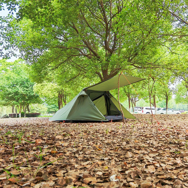 Spacious interior of ultralight 2-person waterproof tunnel camping tent