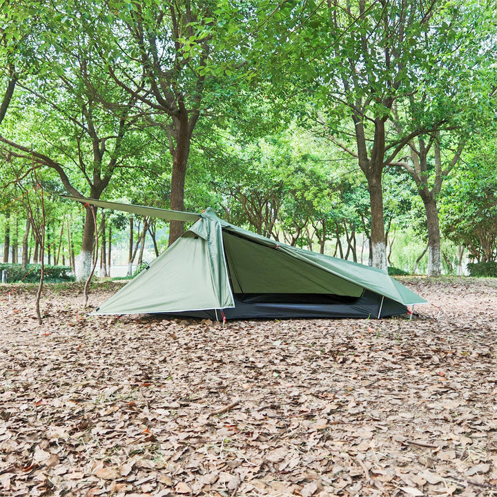 Ventilation features on ultralight 2-person waterproof tunnel camping tent