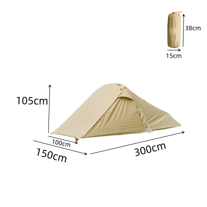 Durable ultralight 2-person tunnel camping tent, waterproof for expeditions