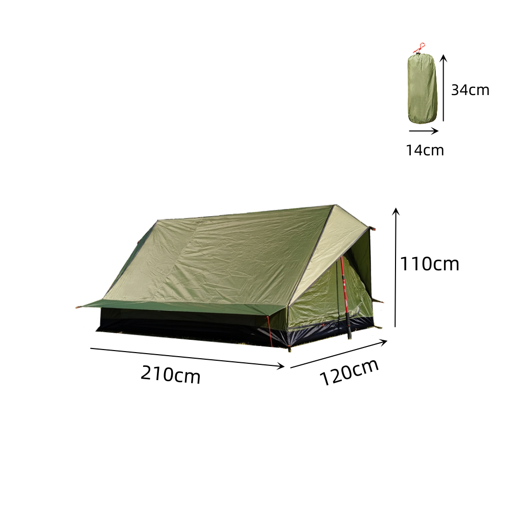 A-frame hiking tent, perfect for solo or duo outdoor adventures.