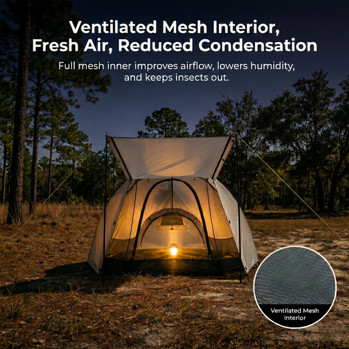 Durable 1.58kg ultralight backpacking tunnel tent, perfect for two.