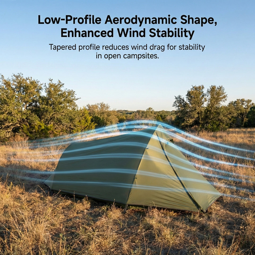 Unisex ultralight 2-person tunnel tent, 1.58kg, green for natural blended camping.