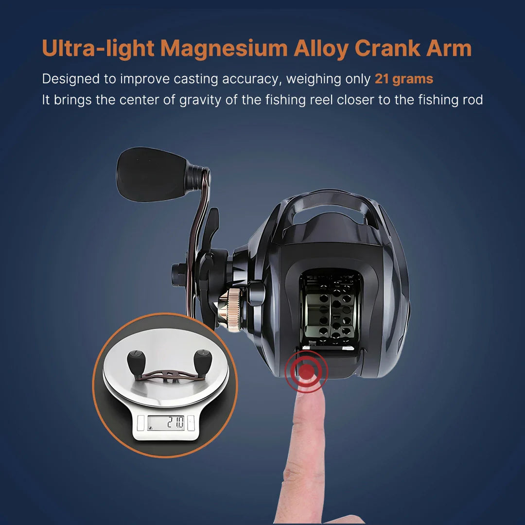 Sleek ultralight baitcasting reel for advanced fishing, offering smooth, long-distance casting.