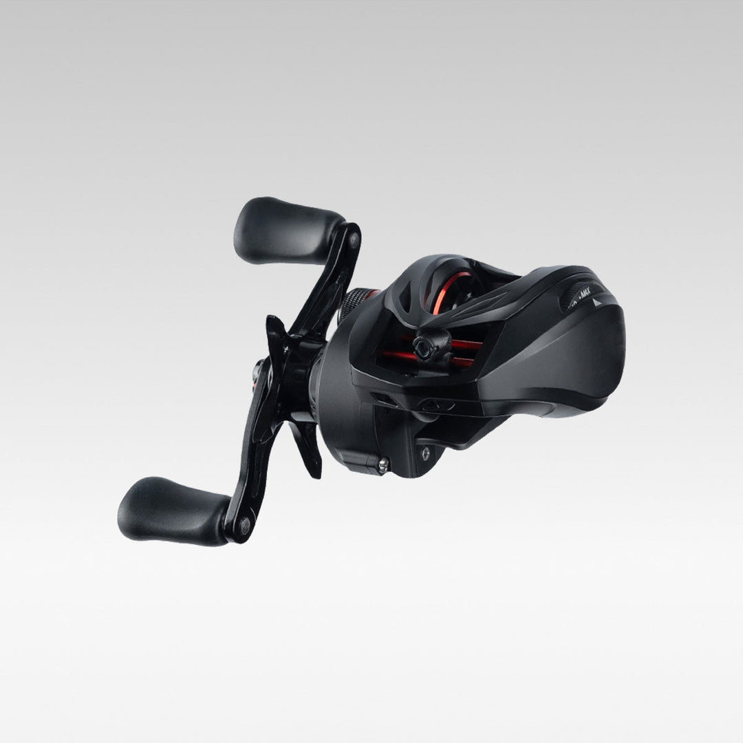 Ultralight baitcasting reel for bass fishing, black finish, left-hand retrieve, ergonomic handle, 12 BB for smooth casting