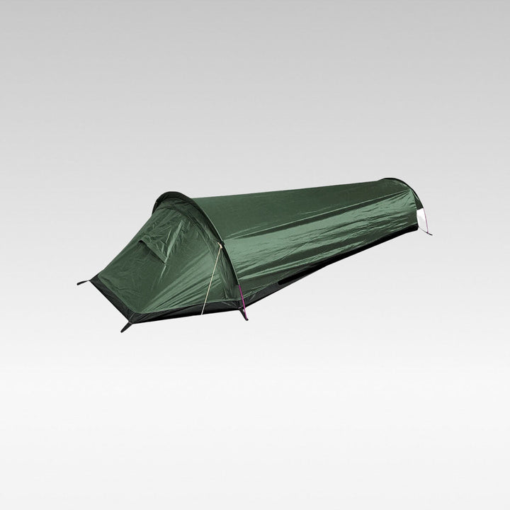 Ultralight bivy tent, compact for backpacking and camping, waterproof outdoor gear.