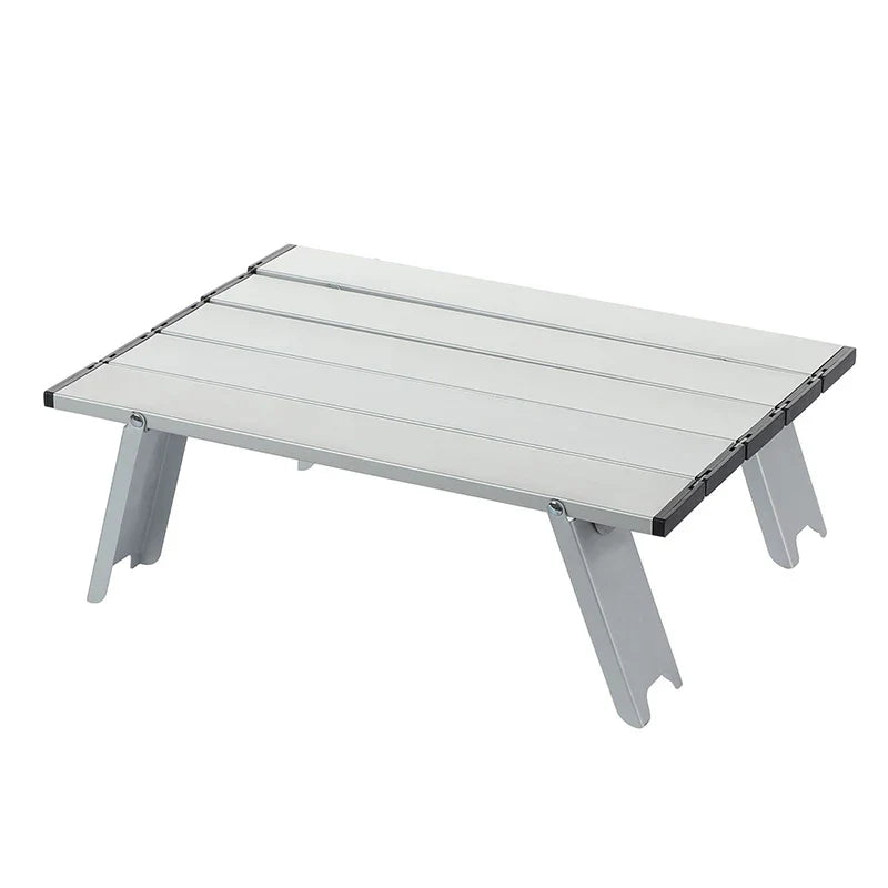 Backpacking gear: ultralight aluminum folding table, compact & durable for camp meals