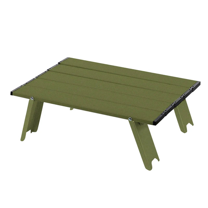 Compact folding camping table, black finish, ideal portable solution for outdoor cooking