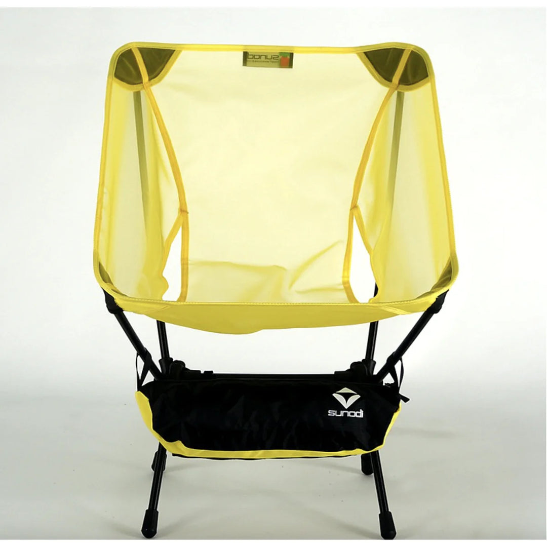 Folding camping chair with breathable mesh back and seat, ideal for hiking and travel