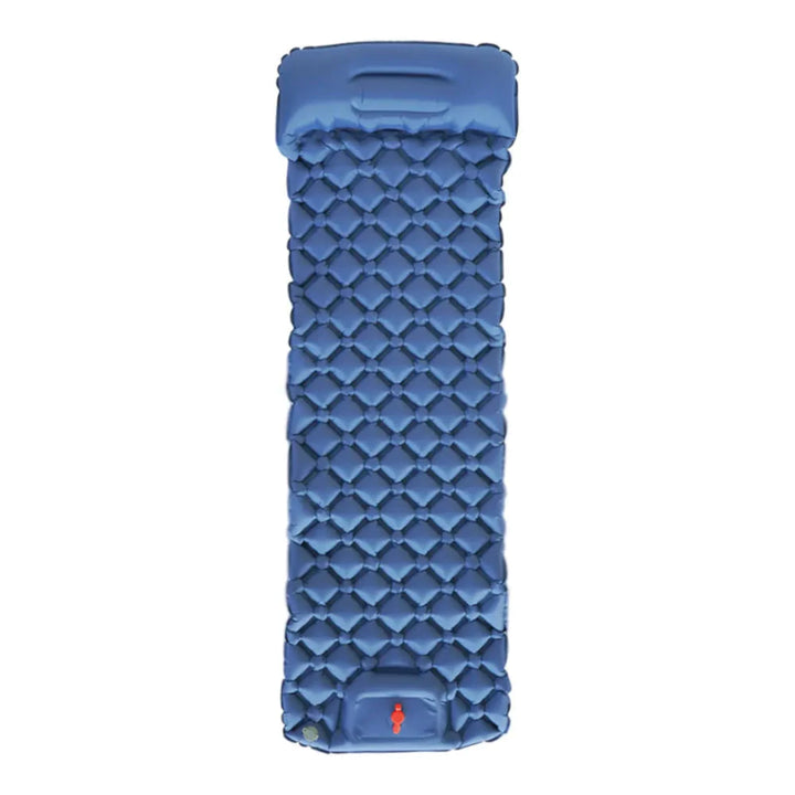 Inflatable mattress in a tent at sunrise, ready for a comfortable night's rest outdoors.