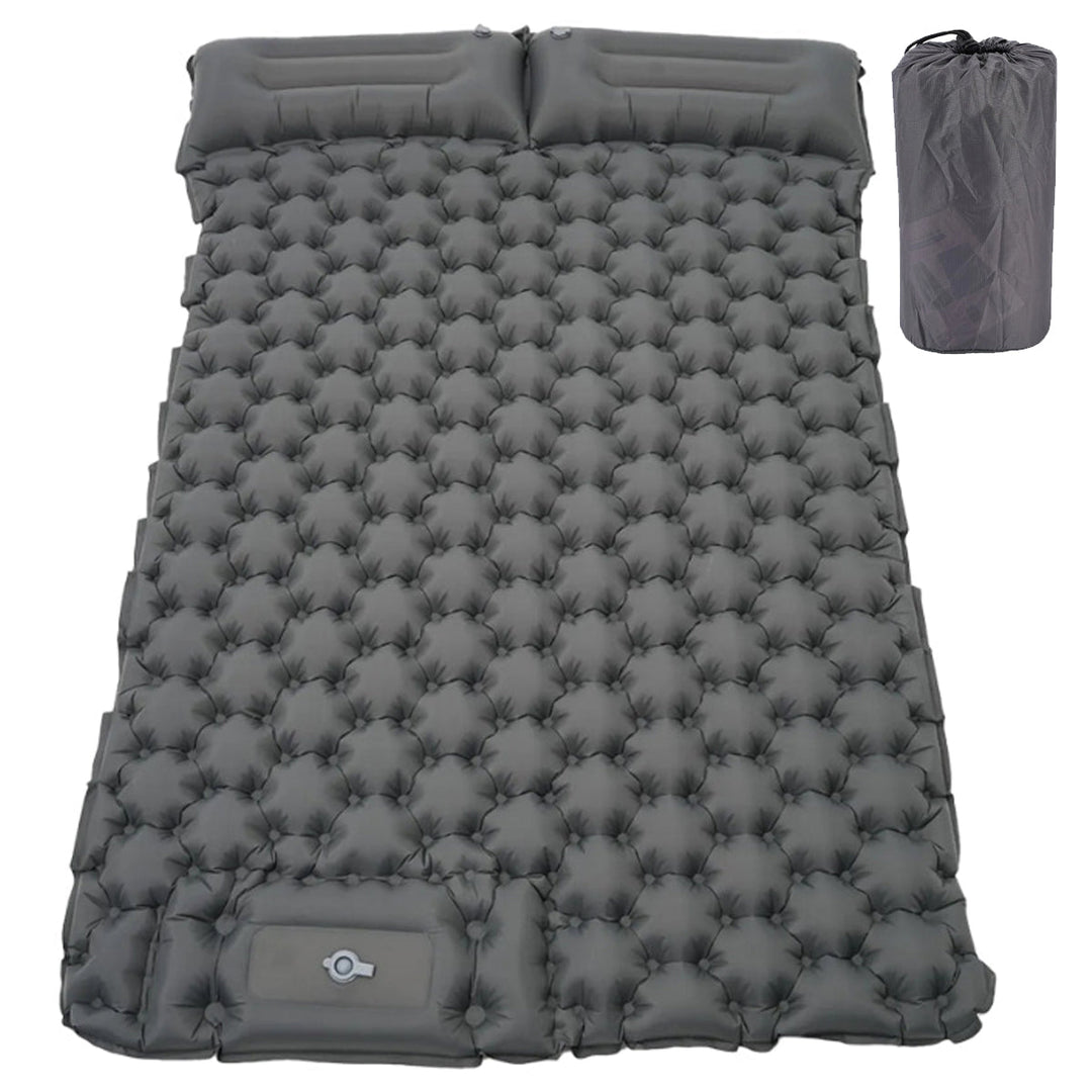 Foot pump operated ultralight mattress, a convenient solution for camp sleeping.