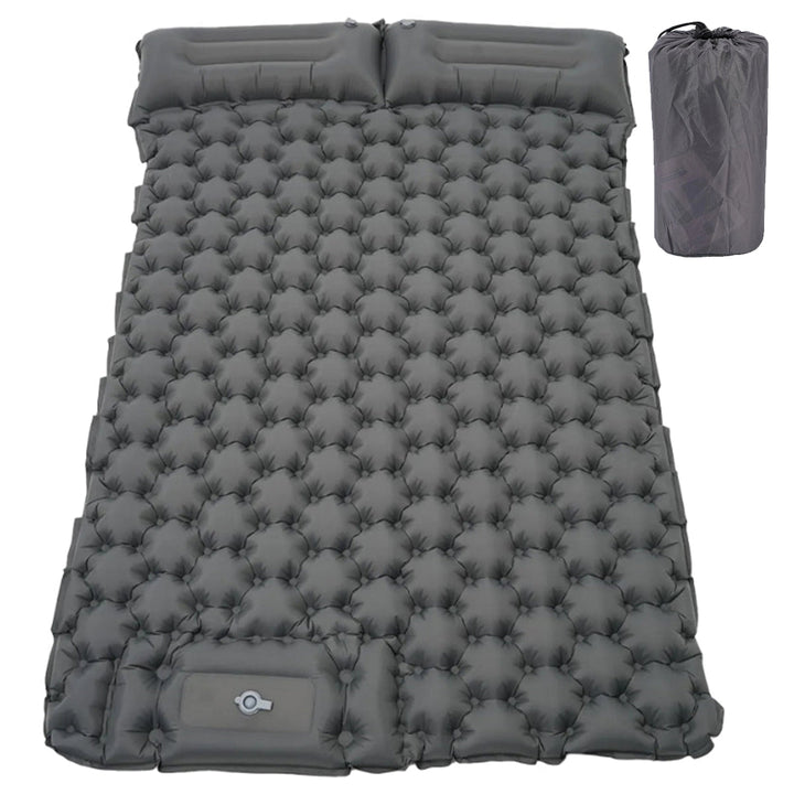 Foot pump operated ultralight mattress, a convenient solution for camp sleeping.