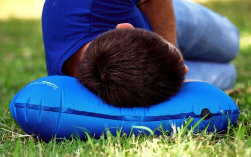 Camping accessory: an ultralight inflatable pillow, essential for restful outdoor sleep
