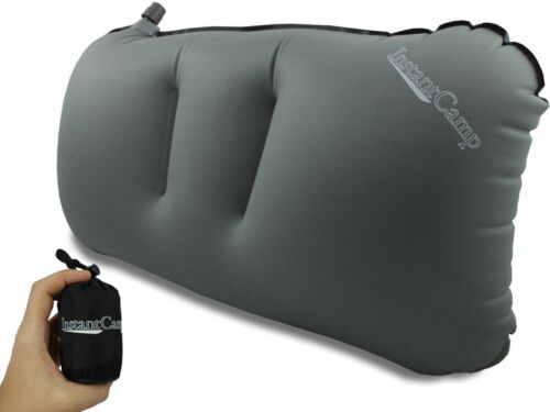 Backpacking gear: a small inflatable pillow, designed for maximum comfort on the trail