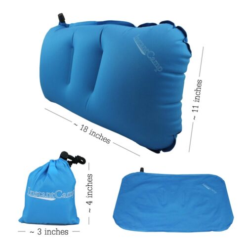 Hiking essential: ultralight inflatable camping pillow in a vibrant orange color