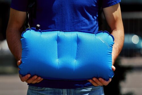 Comfortable camping pillow, inflatable, perfect for a cozy night under the stars