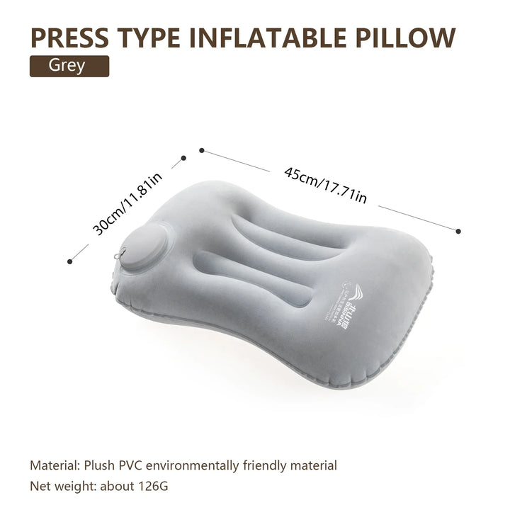 Travel-friendly ultralight inflatable pillow, featuring a built-in pump for effortless inflation anywhere.