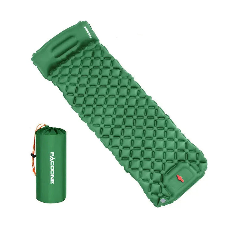 Outdoor comfort solution: ultralight inflatable camping pad with integrated foot pump for backpacking
