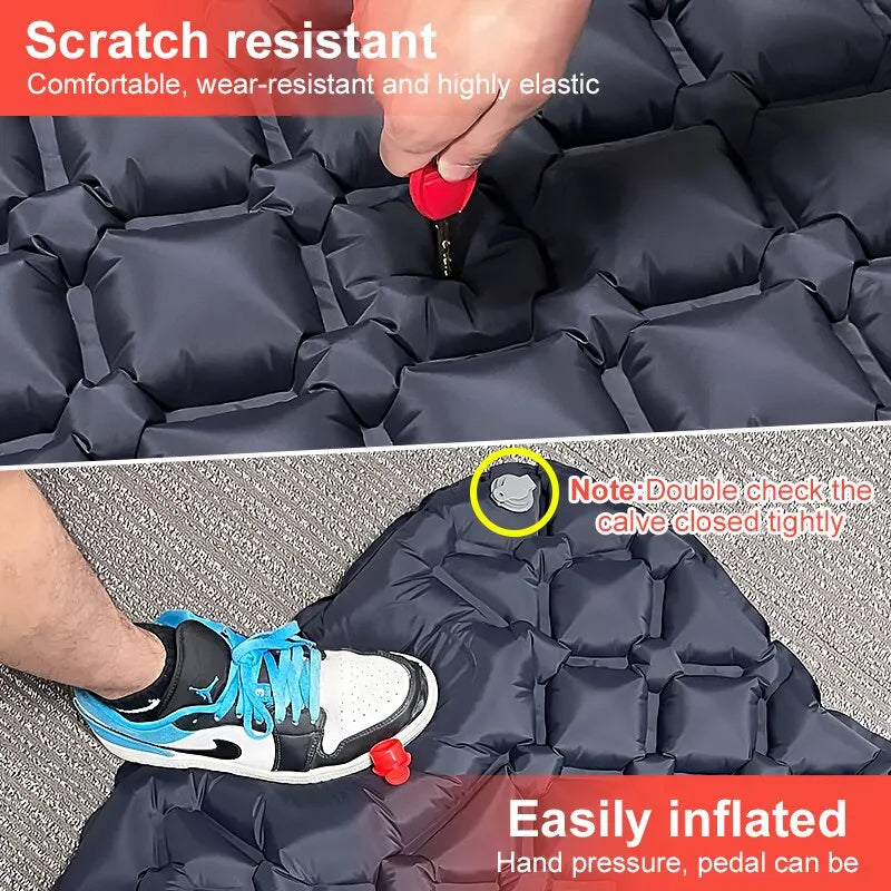 Backpacking sleeping pad: ultralight inflatable mattress with integrated pump for superior outdoor comfort