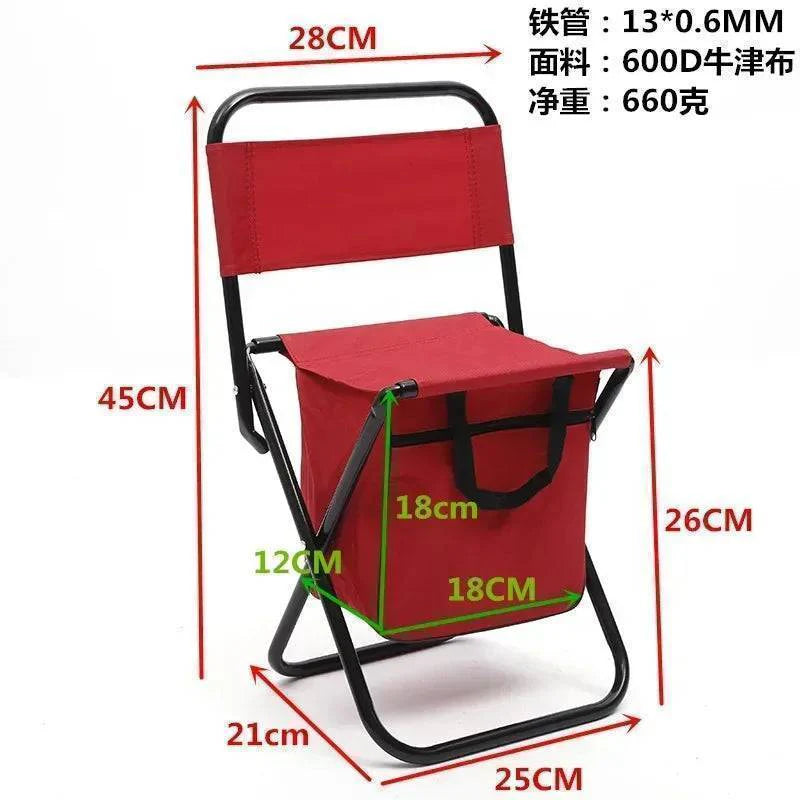 Lightweight folding chair for camping, hiking, and picnics; easy to assemble and carry