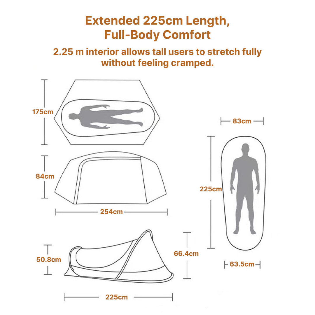 Unisex single person camping tent packed in its carry bag, showcasing its portable design.