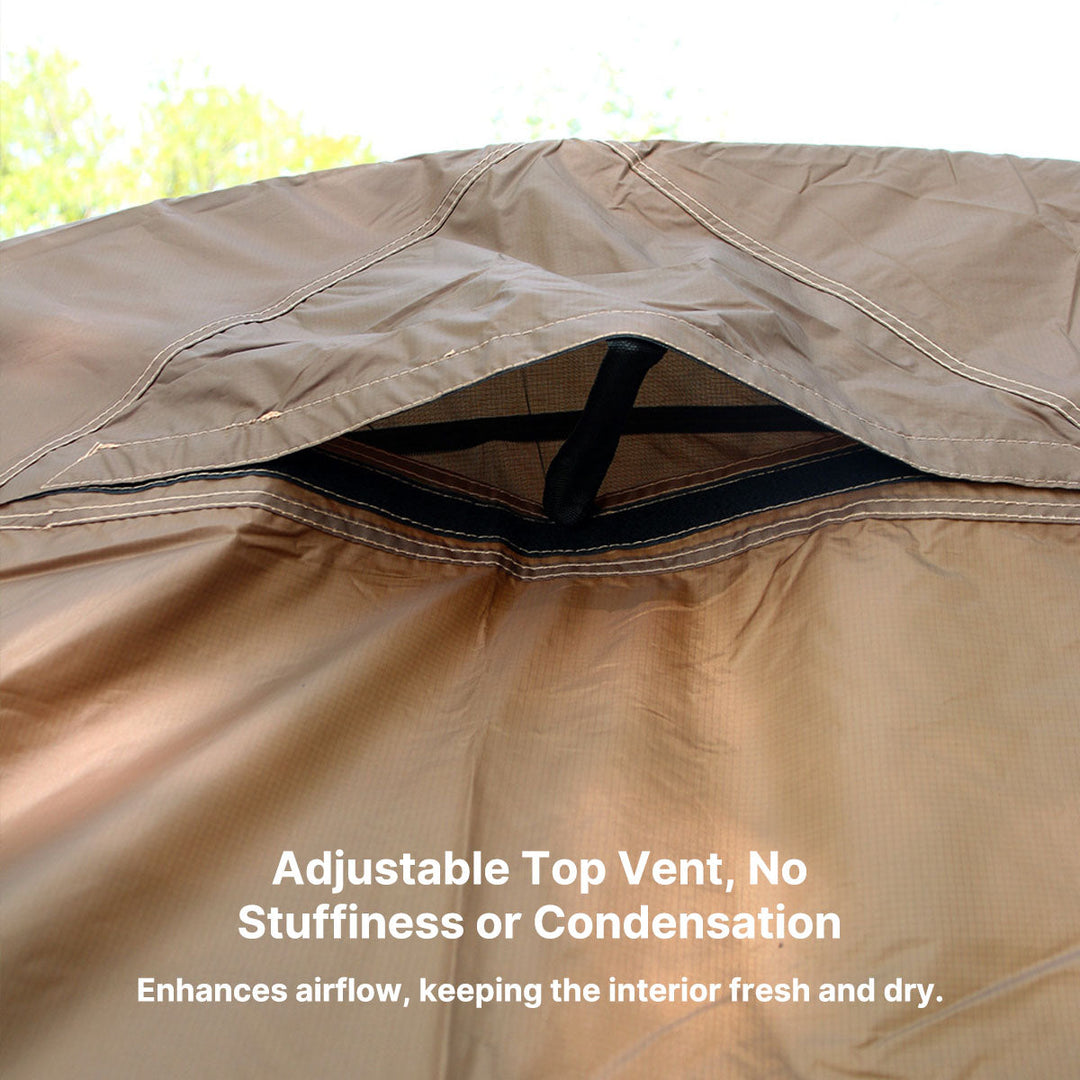 Interior view of a 1-person pop up bivy tent, demonstrating spaciousness for solo camping.