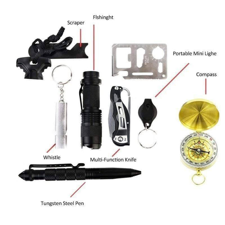 Unisex emergency survival kit for outdoor enthusiasts, ideal for camping, hiking, and prepper needs
