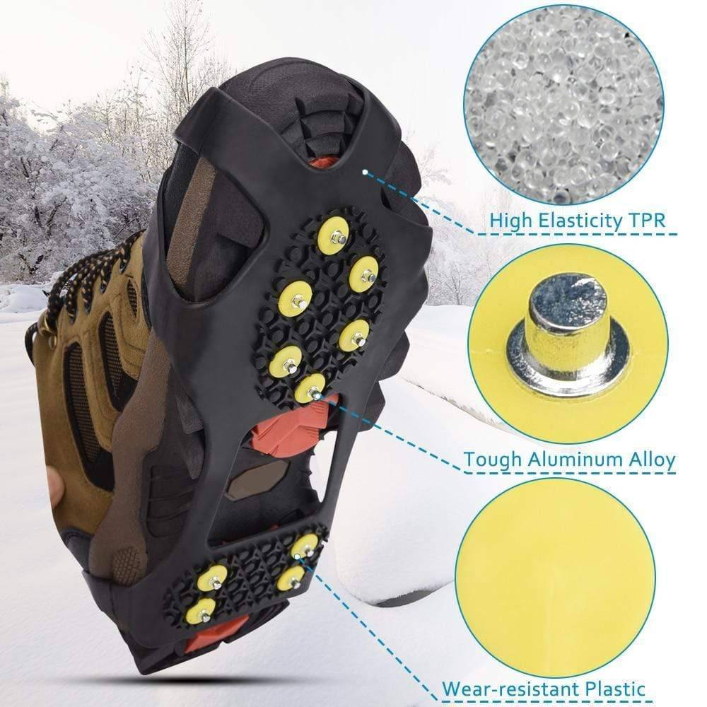 Unisex 10-stud anti-skid ice grippers for shoes, providing winter traction on snow & ice