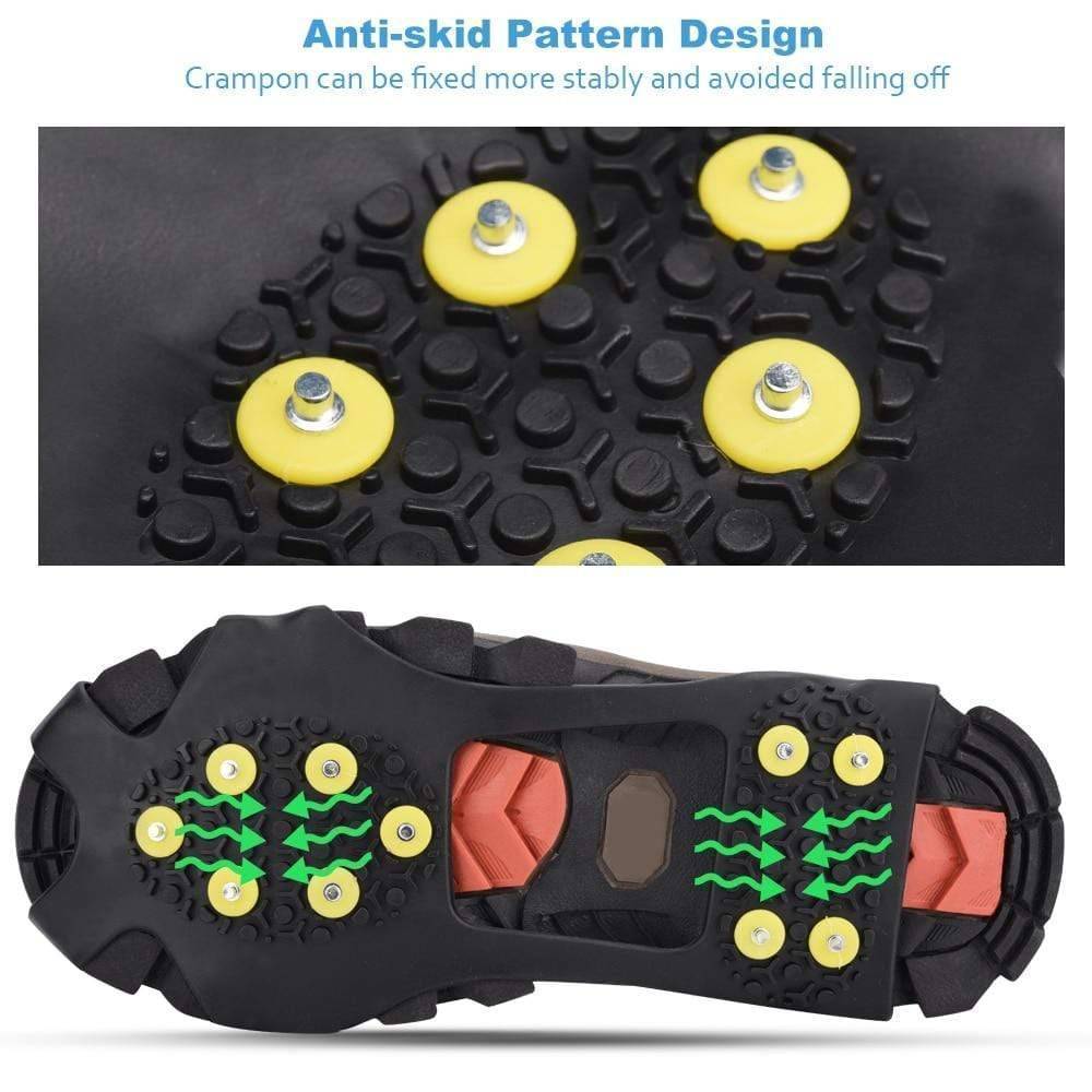 Flexible ice grippers with 10 robust studs, ensuring superior anti-skid traction for footwear