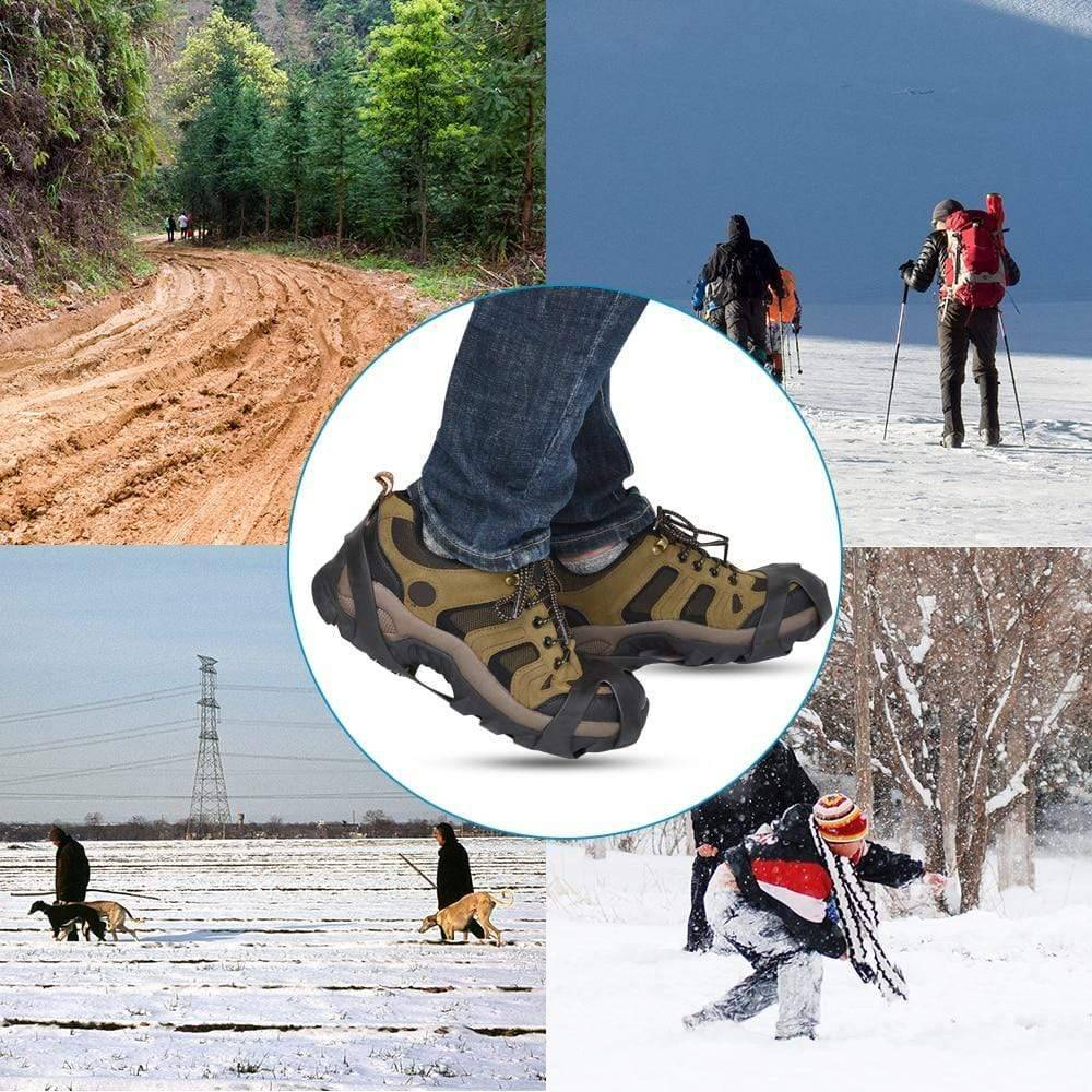 Unisex winter traction cleats with 10 metal studs, perfect survival gear for icy conditions