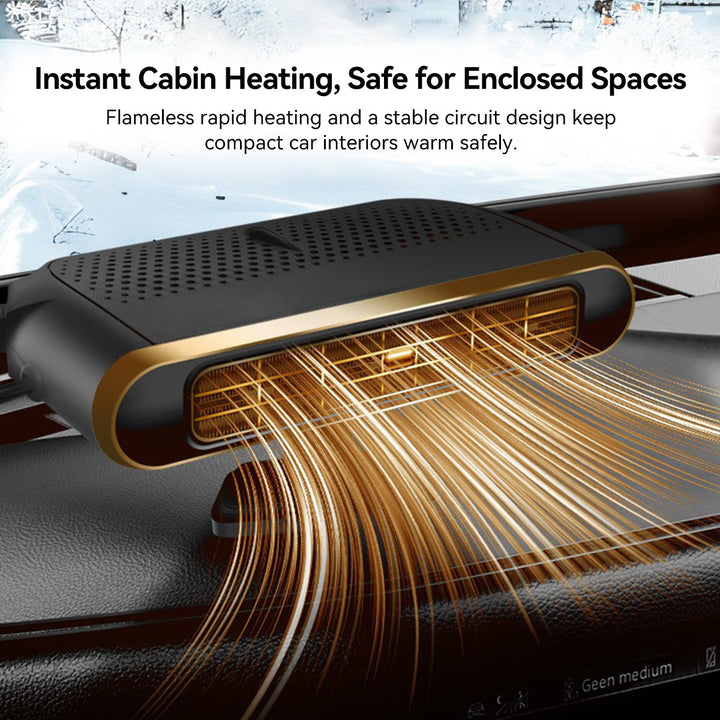 Compact 12V vehicle car heater with defroster function for cold weather
