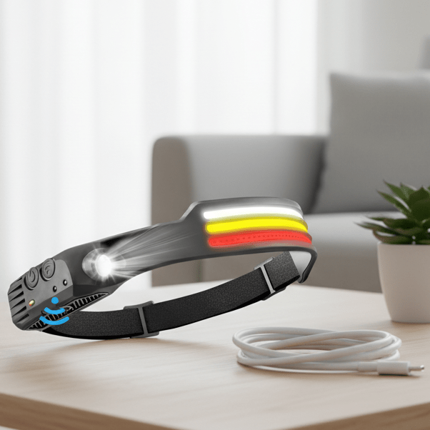 Unisex 1500 Lumen LED headlamp for outdoor sports & safety. Hands-free, powerful wide beam light.