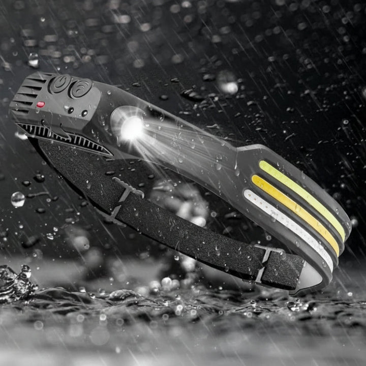 Powerful 1500 Lumen LED headlamp; rechargeable & hands-free. Ideal for outdoor safety, sports, and camping.