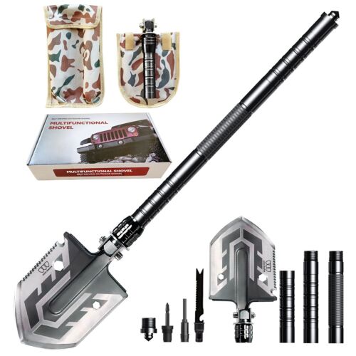 Unisex 19-in-1 compact adventure folding shovel and multitool for camping and survival