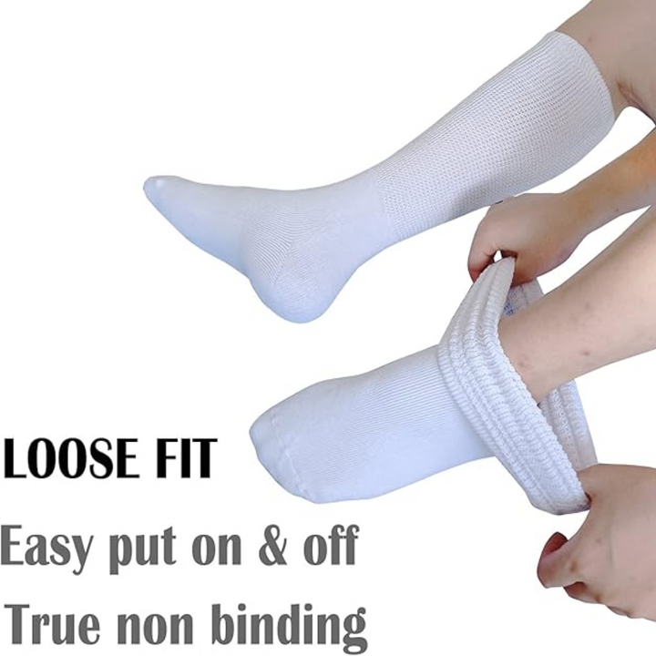 Men's & Women's extra wide diabetic socks for lymphedema & edema. Provides neuropathy relief & circulation support.