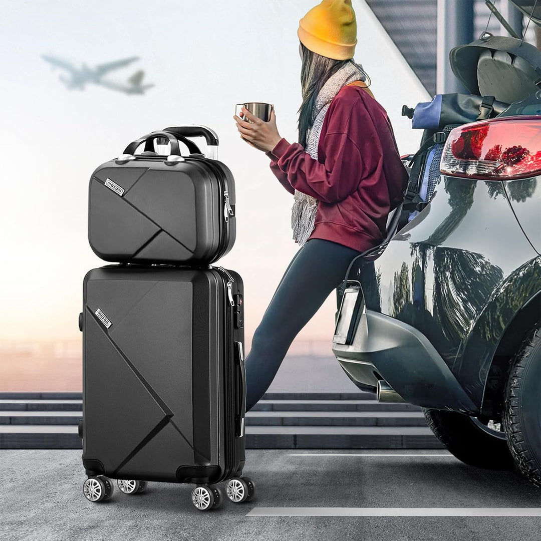 Versatile unisex 2-piece trolley bag set, hard shell ABS, with TSA lock & smooth 360° spinner wheels.