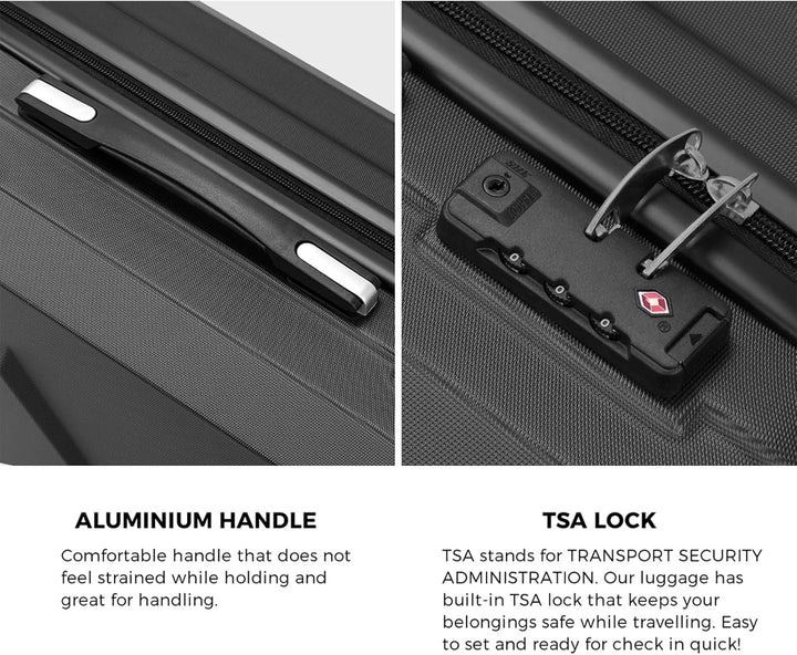 Matching 2-piece hard shell carry-on & check-in luggage set, TSA lock, durable spinner wheels, unisex.